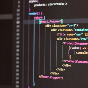 Close-up of HTML and JavaScript code on a computer screen in Visual Studio Code.